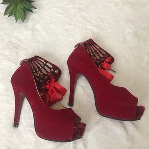 Sexy platform peep toe high heels pump strap